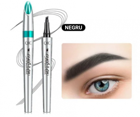 Creion pentru sprancene, long lasting si waterproof,  cu efect de microblanding,  Negru [0]