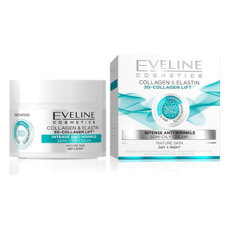Ingrijirea tenului - Cremă Eveline Collagen & Elastin 3D-Collagen Lift pentru ten matur, zi și noapte, efect lifting