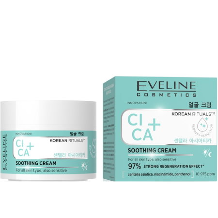Ingrijirea tenului - Crema Calmanta CICA+ Korean Rituals Eveline Cosmetics Centella Asiatica Niacinamida Panthenol 50ml