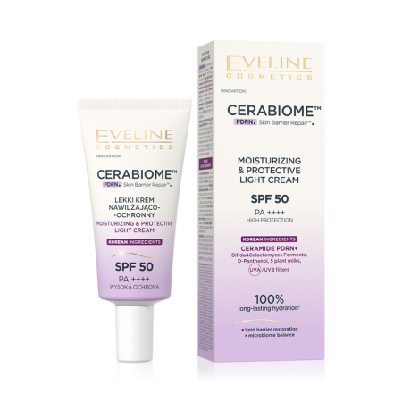 PRIMER - Cremă de față hidratantă cu SPF50, Ceramide PDRN+ , Cerabiome, Eveline, 30ml