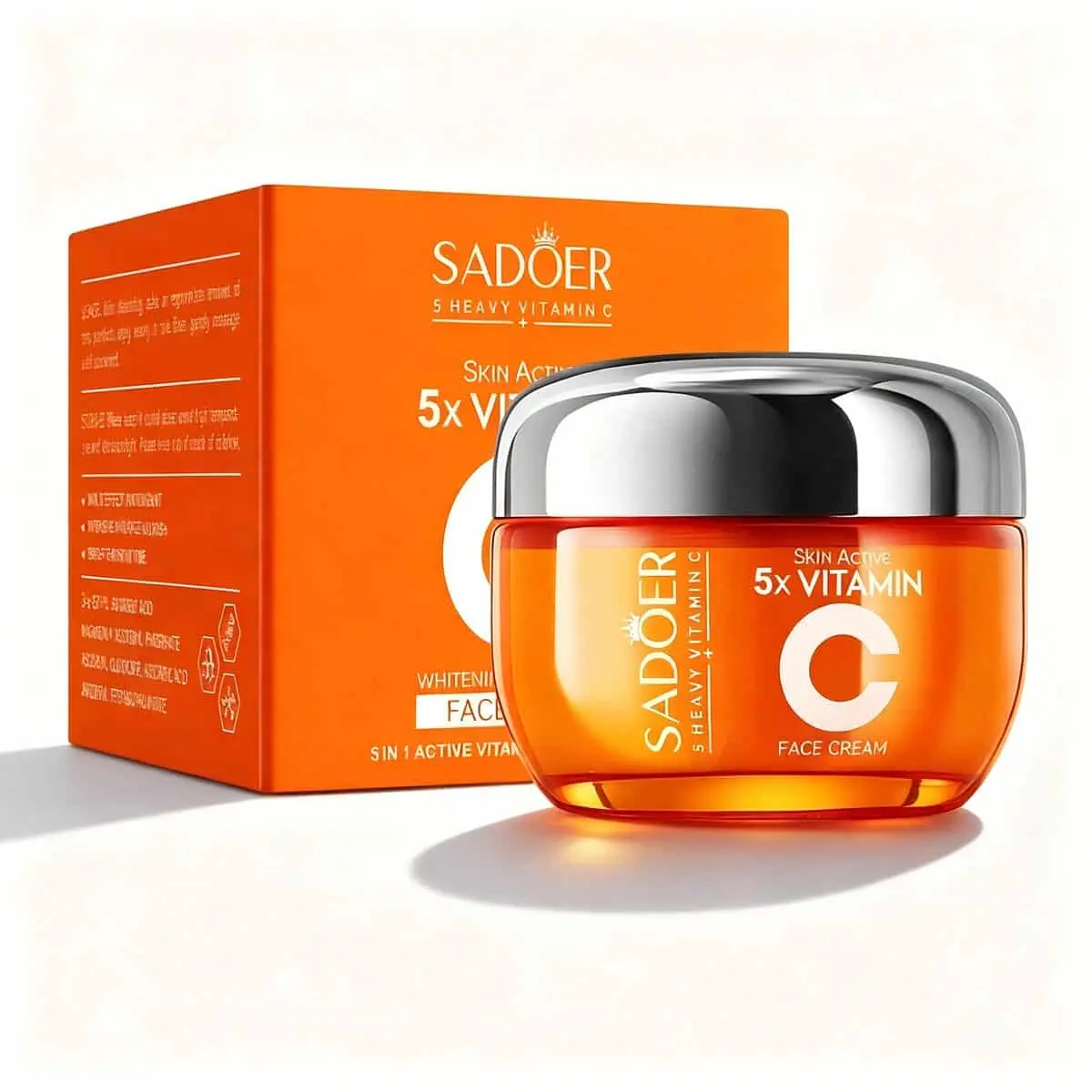 Ingrijirea tenului - Cremă de Față Sadoer Skin Active 5x Vitamina C, Formula 5 în 1 Whitening, Hidratare Intensă și Glow Natural, 50g