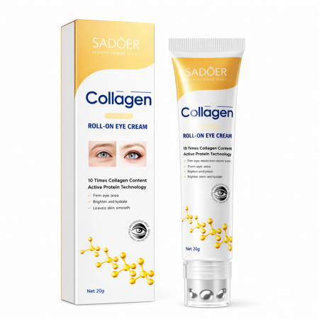Toate Produsele Skincare - Crema Antirid pentru Ochii cu 10 x Colagen, Roller pentru masaj inclus, Sadoer, 20g