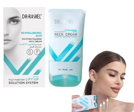 Ingrijirea tenului - Cremă Dr. Rashel pentru lifting gât și decolteu cu acid hialuronic 5D și aplicator masaj