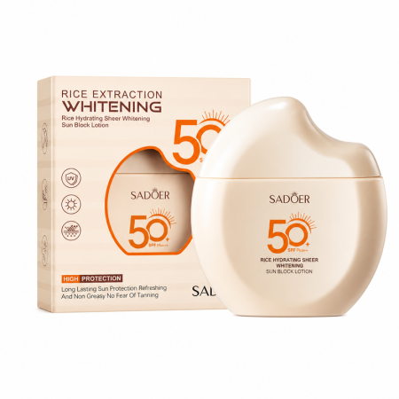 Creme pentru Față - Cremă de față cu SPF50 si Extract de Orez, Hidratare si Iluminare, Sadoer, 60g