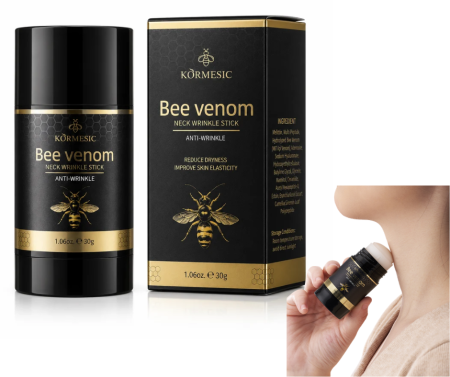 Măști Faciale - Cremă Stick pentru Zona Gâtului cu Venin de Albine,  Efect de Lifting și Antirid, Kormesic, 30g