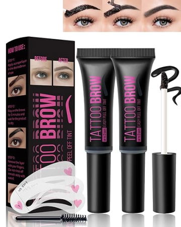 OCHI - Gel Peel-Off pentru sprancene cu efect de tatuaj temporar, cu sabloane si perie incluse, O'CHEAL, 15ml