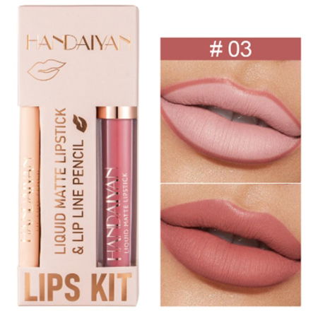 BUZE - Set Ruj lichid mat si Creion, Liquid Matte Lipstick, 03, HANDAIYAN