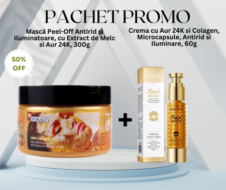 SETURI - Pachet Promo - Mască Peel-Off cu Extract de Melc si Aur 24K si Crema cu Aur 24K si Colagen, Microcapsule