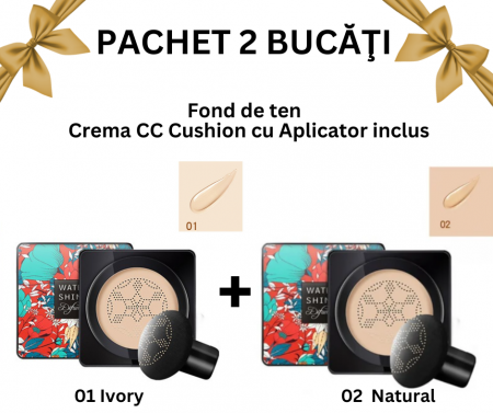 FOND DE TEN - Pachet Promo 2 Bucăţi - Fond de ten/Crema CC Cushion, Beauty Cream, Aplicator inclus
