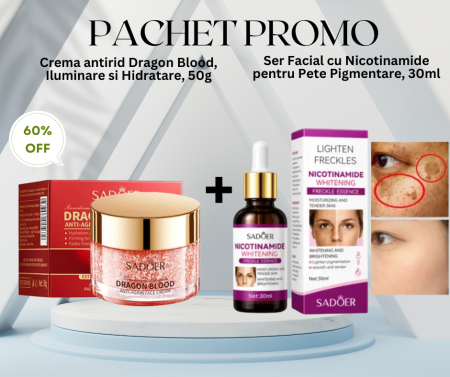 SETURI - Pachet Promo - Crema antirid Dragon Blood, si Ser cu Nicotinamide pentru Pete Pigmentare