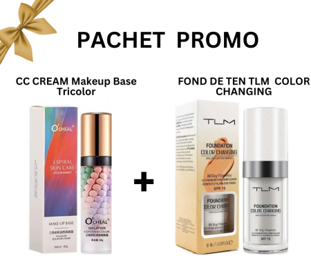 SETURI - Pachet Promo - Fond de Ten TLM Color Changing si CC CREAM Makeup Base Tri-color
