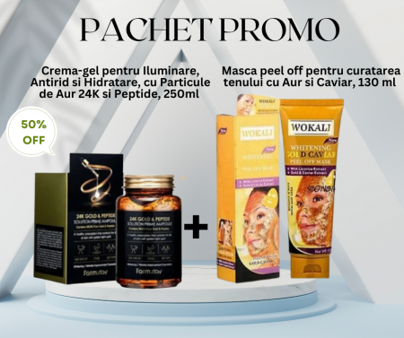 SETURI - Pachet Promo - Crema-gel Antirid cu Particule de Aur 24K si Masca peel off cu Aur si Caviar