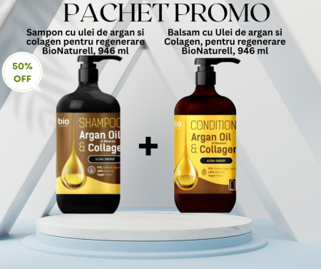 SETURI - Pachet Promo - Sampon si Balsam cu ulei de argan si colagen, pentru regenerare, 2*946ml