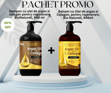 SETURI - Pachet Promo - Sampon si Balsam cu ulei de argan si colagen, pentru regenerare, 2*946ml