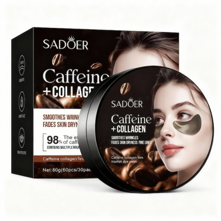 Ingrijirea Ochilor - Set 60 Plasturi pentru Ochi cu Cafeina si Colagen, Anti-Cearcăne, Antirid si Iluminare, Sadoer