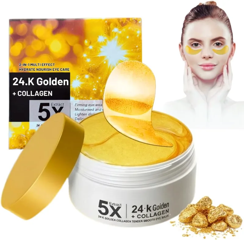 SKINCARE - Set 80 Plasturi pentru Ochi cu Aur 24K si Colagen, Anti-Cearcăne, Antirid si Iluminare, Sadoer