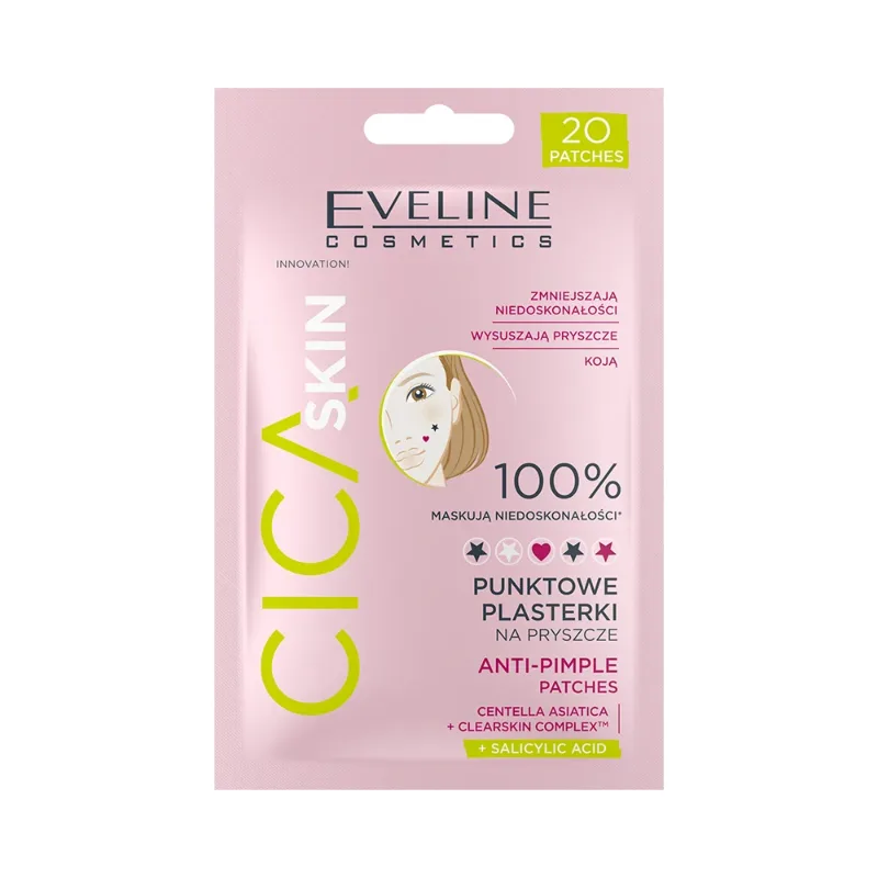 Măști Faciale - Plasturi pentru Coșuri cu Centella Asiatica și Acid Salicilic, Cica Skin, Eveline, 20 buc