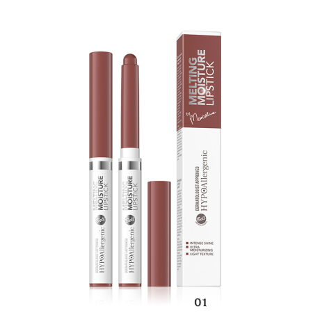 CREION BUZE - Ruj creion retractabil Bell HYPOAllergenic Melting Moisture Lipstick nuanta 01 Soft Cream – Intense Shine, Ultra Moisturizing, Light Texture, Vegan, Dermatologist Approved