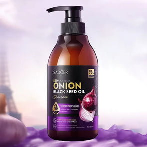 INGRIJIRE PAR - Sampon Sadoer Red Onion Black Seed Oil 500ml cu 98% Extracte Naturale de Ceapa Rosie si Ulei de Seminte Negre – fortifiant, reparare, volum si netezime 48H