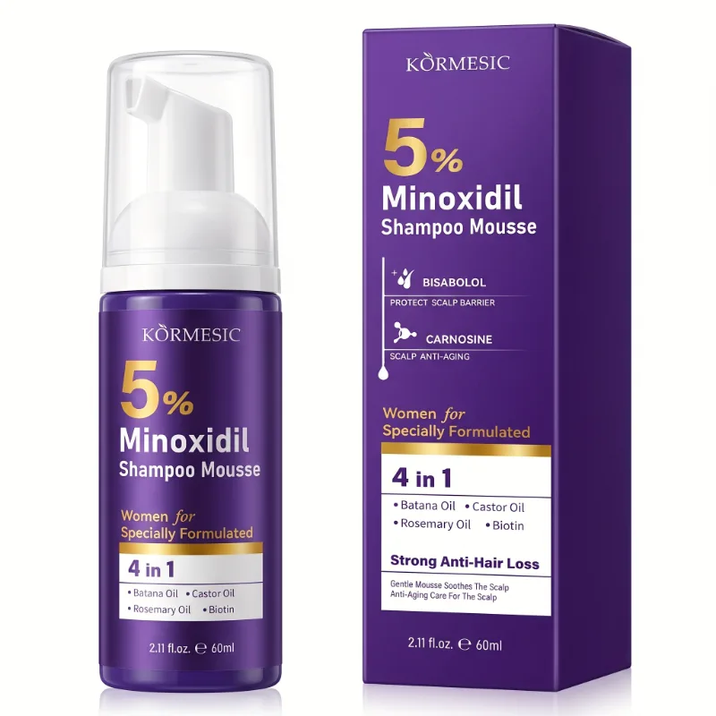 INGRIJIRE PAR - Sampon Spuma 4in1 cu 5% Minoxidil si Biotina, pentru Cresterea Parului si Hidratare Intensa, Kormesic ,60ml