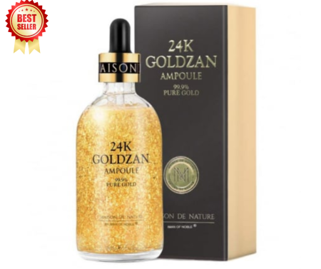 SKINCARE - Ser de față Goldzan 24K cu foițe de aur pur 99.9%, acid hialuronic și peptide pentru hidratare intensă și regenerare.