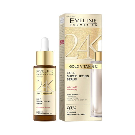 Ingrijirea tenului - Ser Antirid Eveline Gold Vitamin C 24K Super Lifting cu Particule Aur și Manuka - 30ml