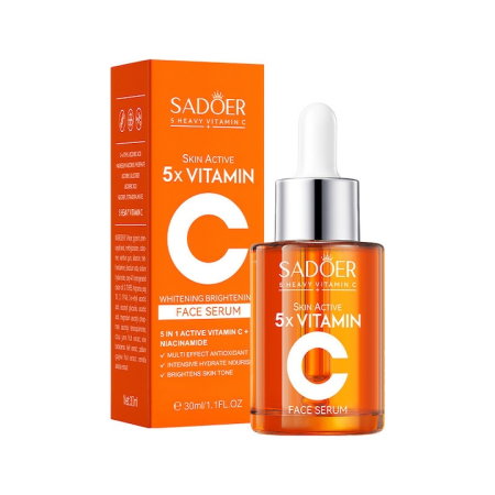 Seruri și Uleiuri Faciale - Ser Iluminator și Hidrantant, cu 5x Vitamina C și Niacinamide, Sadoer, 30ml