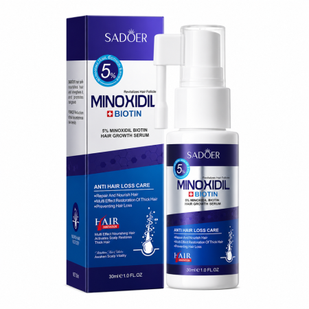 INGRIJIRE PAR - Ser cu Minoxidil Biotin pentru Creșterea Părului și Curațare Intensă, Sadoer, 30ml