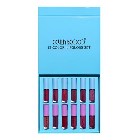 Set 12 Lip Gloss, Luciu de buze rezistent, nuante rose si nude, KEVIN & COCO [3]