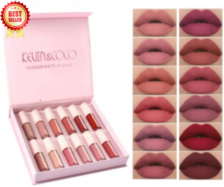 BUZE - Set 12 rujuri mate, rezistente la transfer, Kevin&Coco