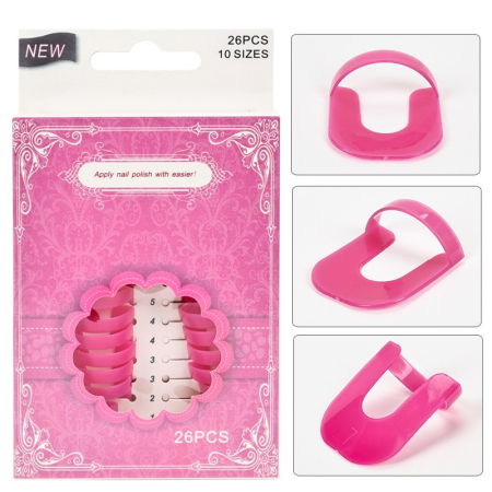 Set 26 buc Sabloane Reutilizabile pentru Aplicare Oja, 10 Marimi, Roz + Sabloane French [5]