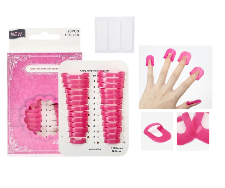 LAC UNGHII - Set 26 buc Sabloane Reutilizabile pentru Aplicare Oja, 10 Marimi, Roz + Sabloane French