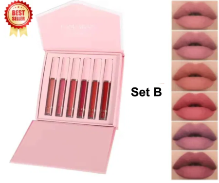MACHIAJ - Set 6 Rujuri Mate Rezistente, Matte Liquid Lipstick, HANDAIYAN