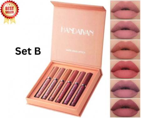 SETURI - Set 6 Rujuri Mate Rezistente, Matte Liquid Lipstick, Handaiyan