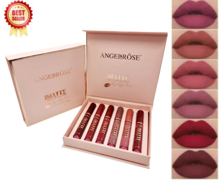 SETURI - Set 6 Rujuri Mate Rezistente, Matte Liquid Lipstick, ANGEL ROSE