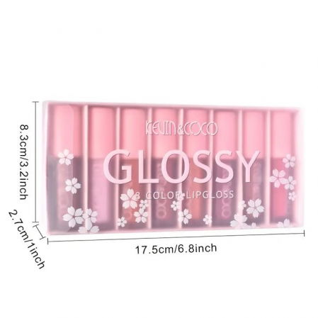 Set 8 Luciuri de buze rezistente, Lip Gloss, nuante rose si nude, KEVIN & COCO [4]