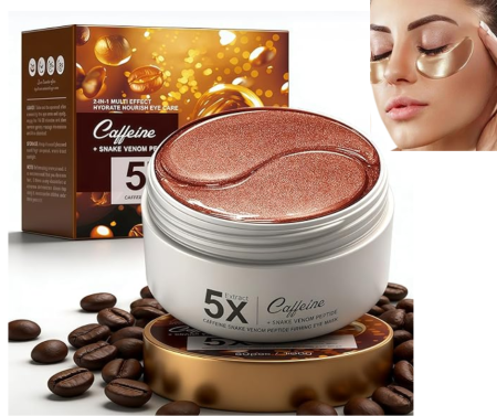 SKINCARE - Set 80 Plasturi pentru Ochi cu Cafeina si Venin de Sarpe, Anti-Cearcăne, Antirid si Iluminare, Sadoer