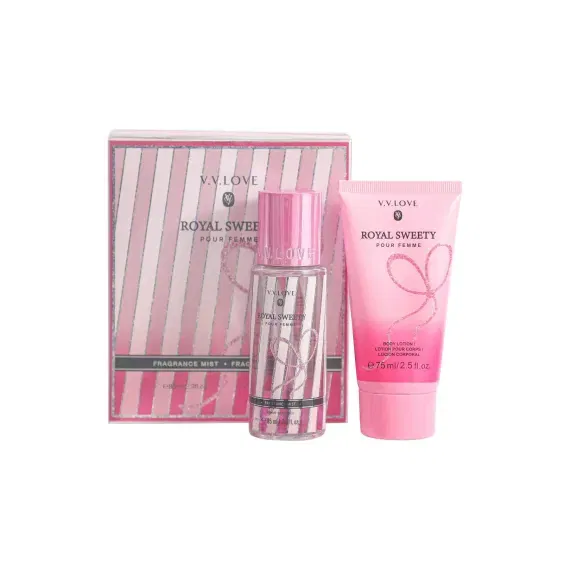 INGRIJIRE CORP - Set Cadou pentru femei, 2 produse cu Parfum si Lotiune corp, Royal Sweety