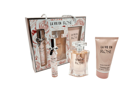 SETURI - Set Cadou pentru femei, 3 piese cu Parfum, body lotion si mini parfum, La Vie en Rose