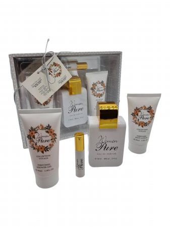 Set Cadou pentru femei, 4 piese cu Parfum, body lotion, shower gel si mini parfum, Women Pure [0]