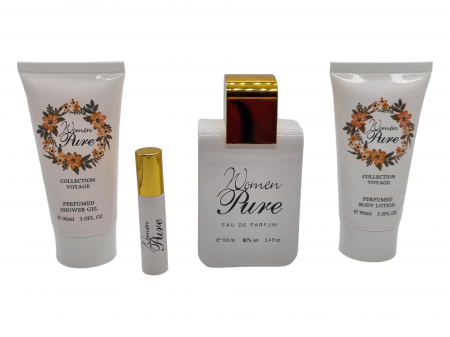 Set Cadou pentru femei, 4 piese cu Parfum, body lotion, shower gel si mini parfum, Women Pure [7]