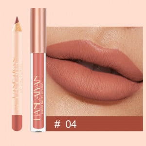 Set Ruj lichid mat si Creion, Liquid Matte Lipstick, 04, HANDAIYAN [4]