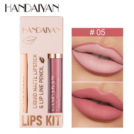CREION BUZE - Set Ruj lichid mat si Creion, Liquid Matte Lipstick, 05, HANDAIYAN
