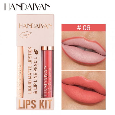 CREION BUZE - Set Ruj lichid mat si Creion, Liquid Matte Lipstick, 06, HANDAIYAN