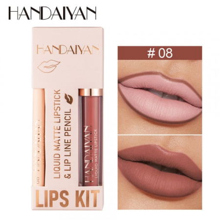 RUJURI - Set Ruj lichid mat si Creion, Liquid Matte Lipstick, 08, HANDAIYAN