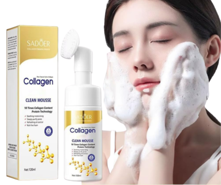 Ingrijirea tenului - Spumă de Curățare cu Perie Inclusă și Colagen, Antirid si Hidratare, Sadoer, 120 ml