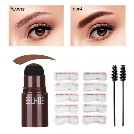 Kit pentru sprancene cu stampila, fard, 10 sabloane si 2 pensule [0]