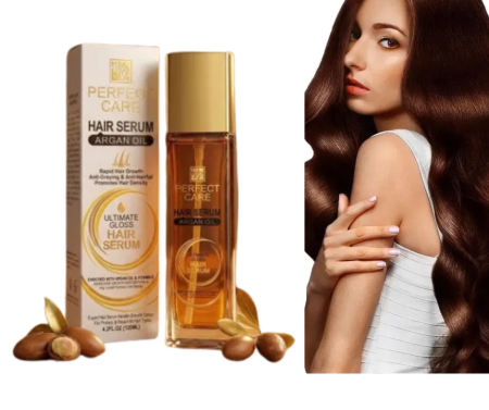 INGRIJIRE PAR - Ser par Perfect Care Ultimate Gloss Argan Oil Hair Serum 120ml cu Ulei de Argan si Vitamina E – anti-frizz 48H, anti-cadere, protectie termica, stralucire