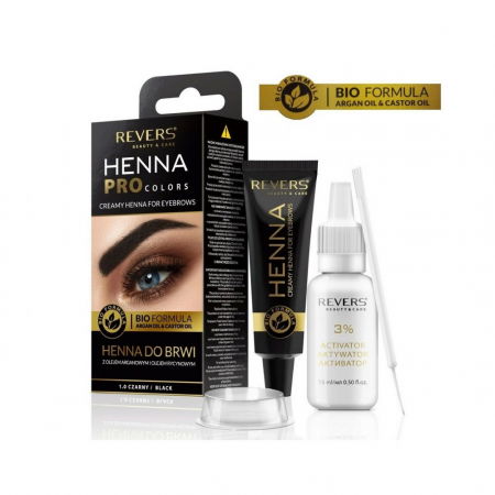 SPRÂNCENE - Vopsea de sprancene Henna Pro Colors, Revers, Negru 1.0, 15ml