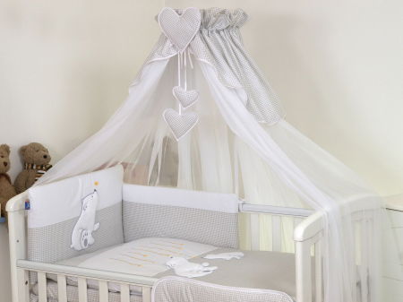 Oktató játékok - AMY - Baldachin din tul, Bear Heart Gri, 600x160 cm